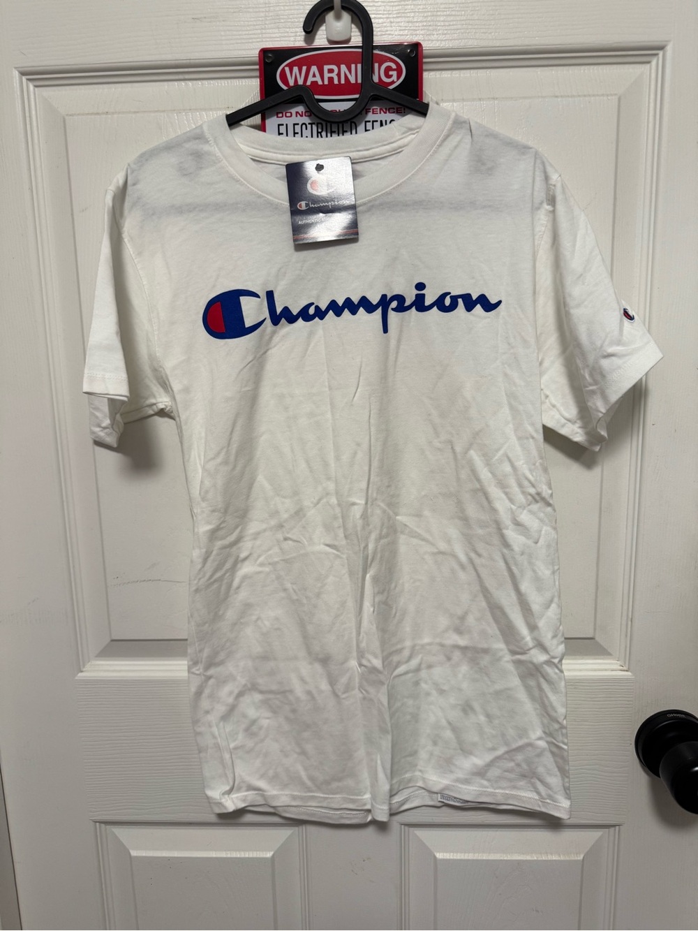 Champion Men's White Logo Tee